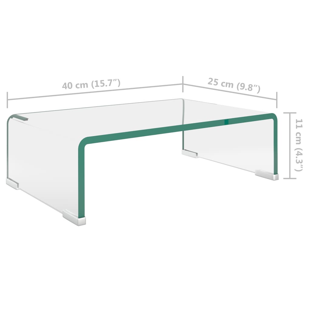 Meuble TV/pour moniteur 40x25x11 cm verre transparent - XIOS