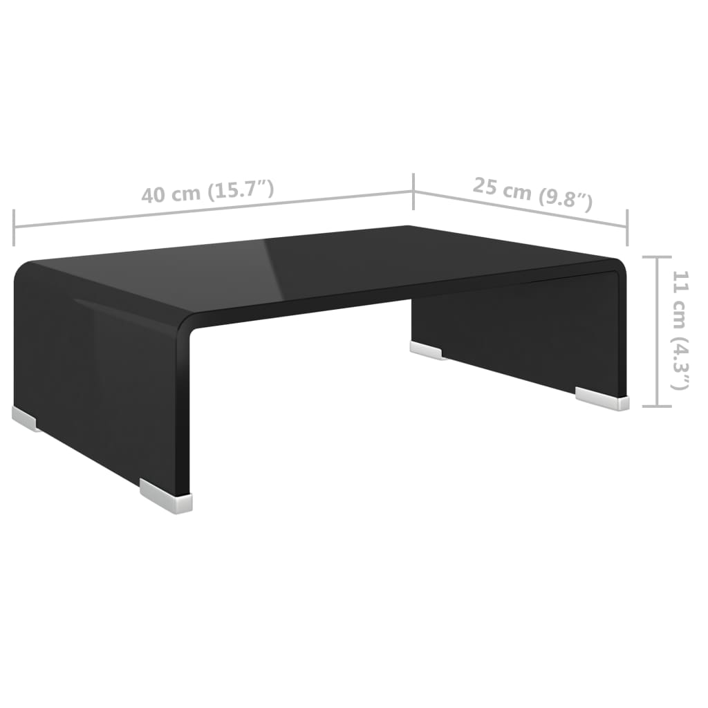 Meuble TV/support pour moniteur 40x25x11 cm verre noir - XIOS