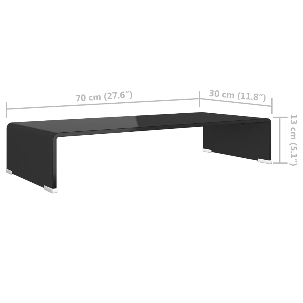 Meuble TV/support pour moniteur 70x30x13 cm verre noir - XIOS