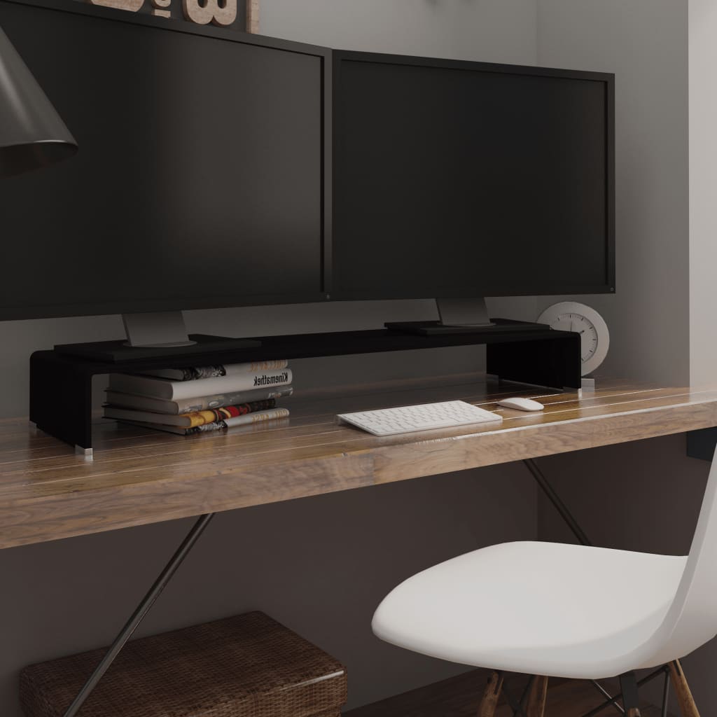 Meuble TV/support pour moniteur 110x30x13 cm verre noir - XIOS