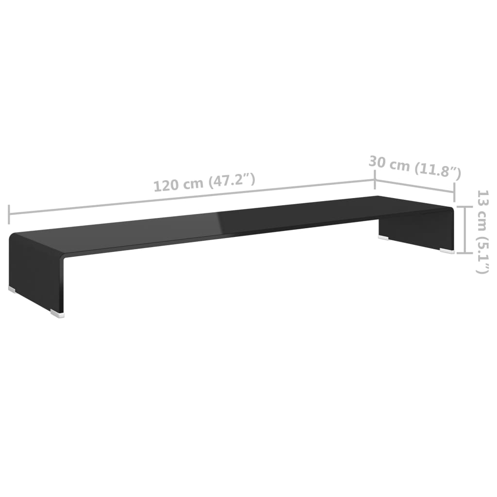 Meuble TV/support pour moniteur 120x30x13 cm verre noir - XIOS