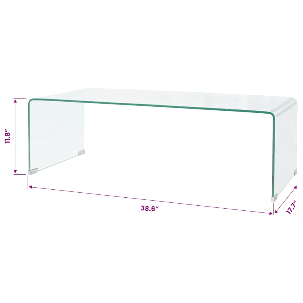 Table basse 98x45x30 cm Verre trempé Transparent - XIOS