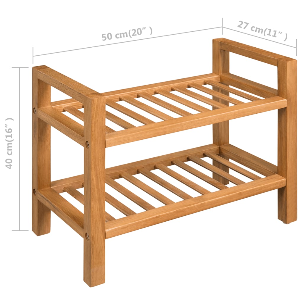 Étagère à chaussures avec 2 étagères 50x27x40 cm Chêne massif - XIOS