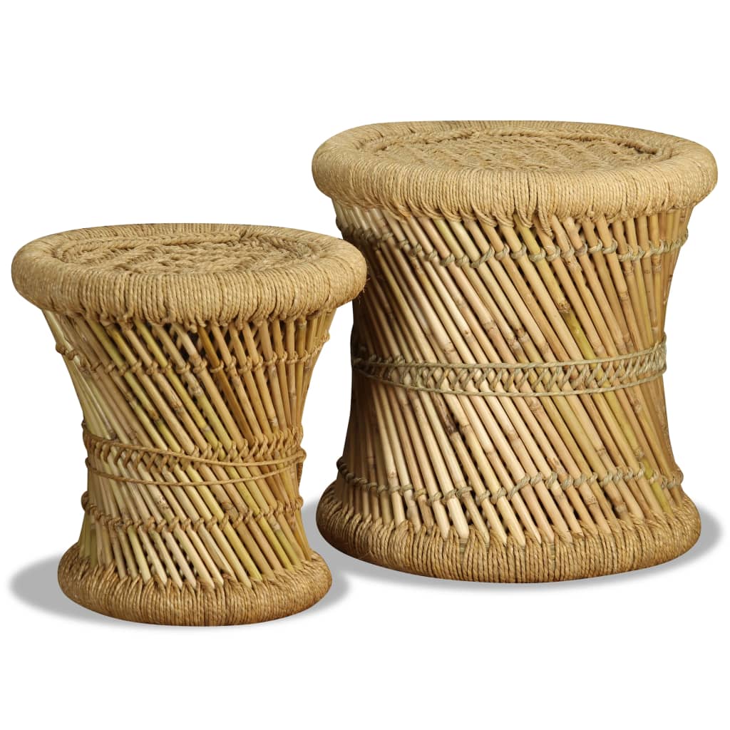Tabourets lot de 2 Bambou et jute - XIOS