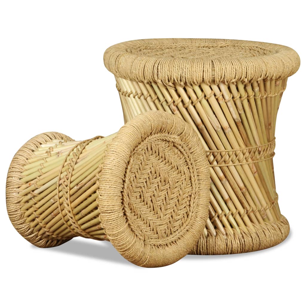 Tabourets lot de 2 Bambou et jute - XIOS
