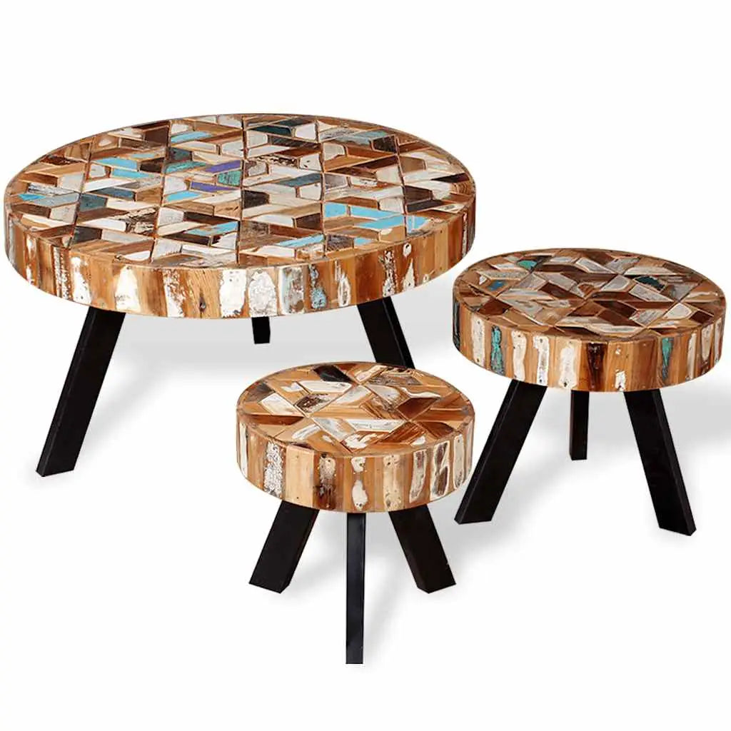 Ensemble de table basse 3 pièces Bois de récupération massif - XIOS