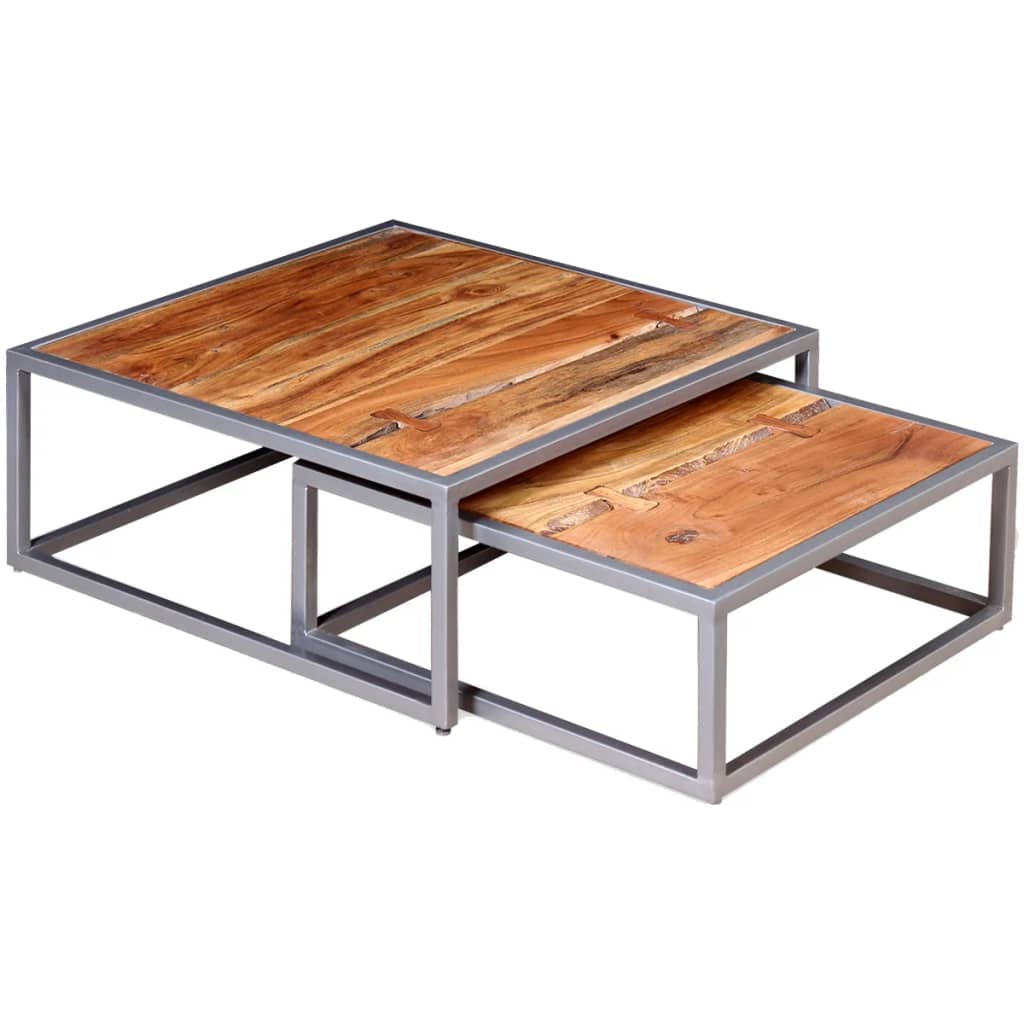 Ensemble de table basse 2 pièces Bois d'acacia massif - XIOS