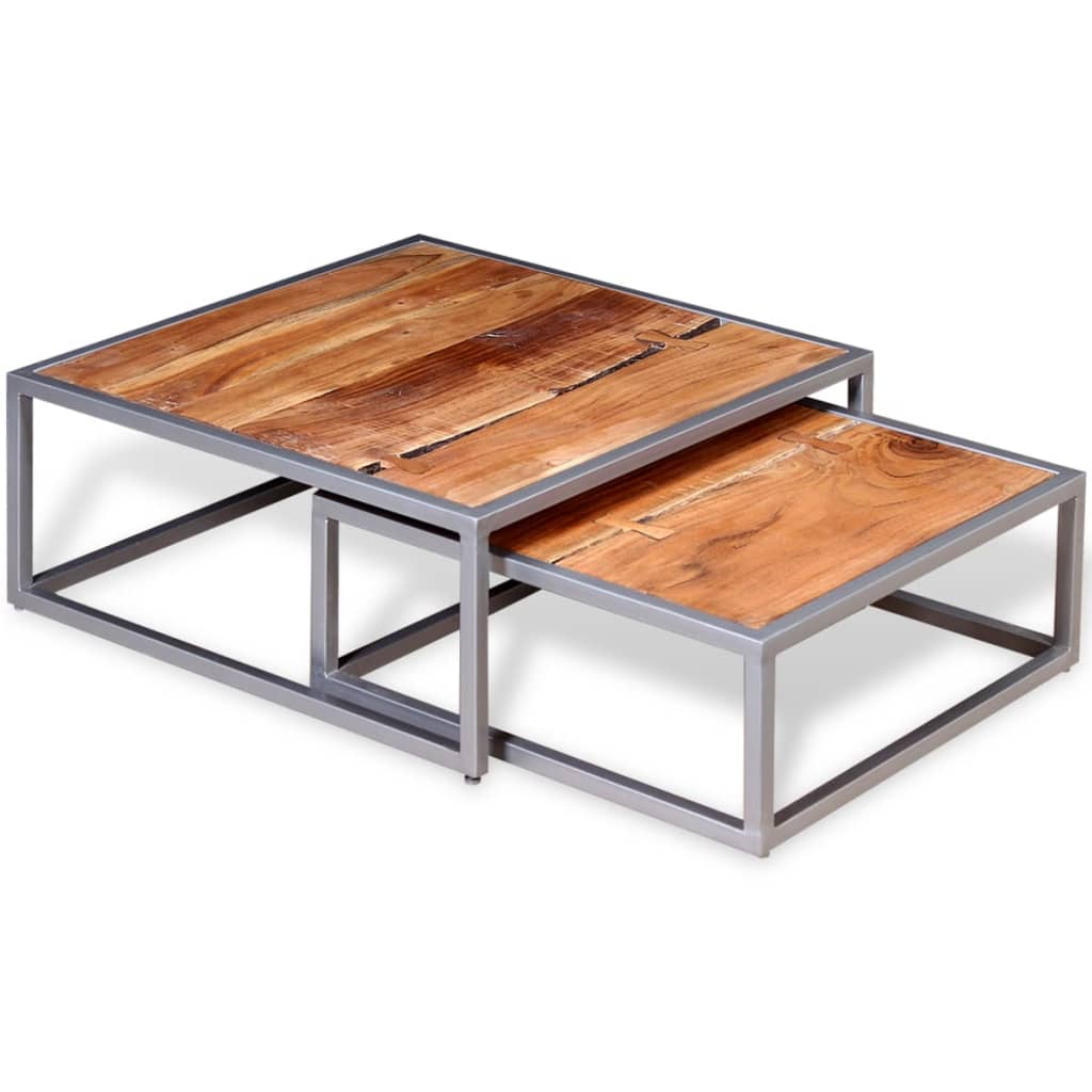 Ensemble de table basse 2 pièces Bois d'acacia massif - XIOS