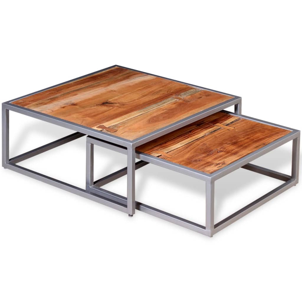 Ensemble de table basse 2 pièces Bois d'acacia massif - XIOS