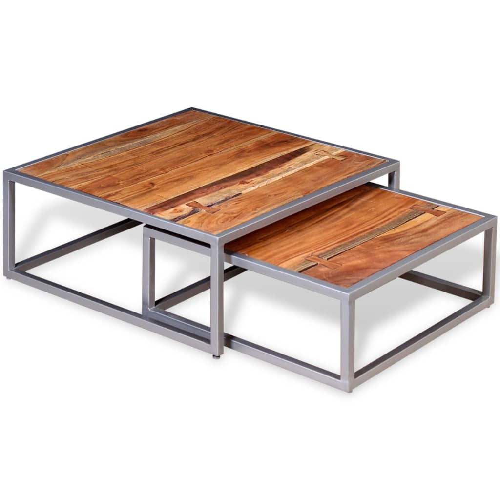 Ensemble de table basse 2 pièces Bois d'acacia massif - XIOS
