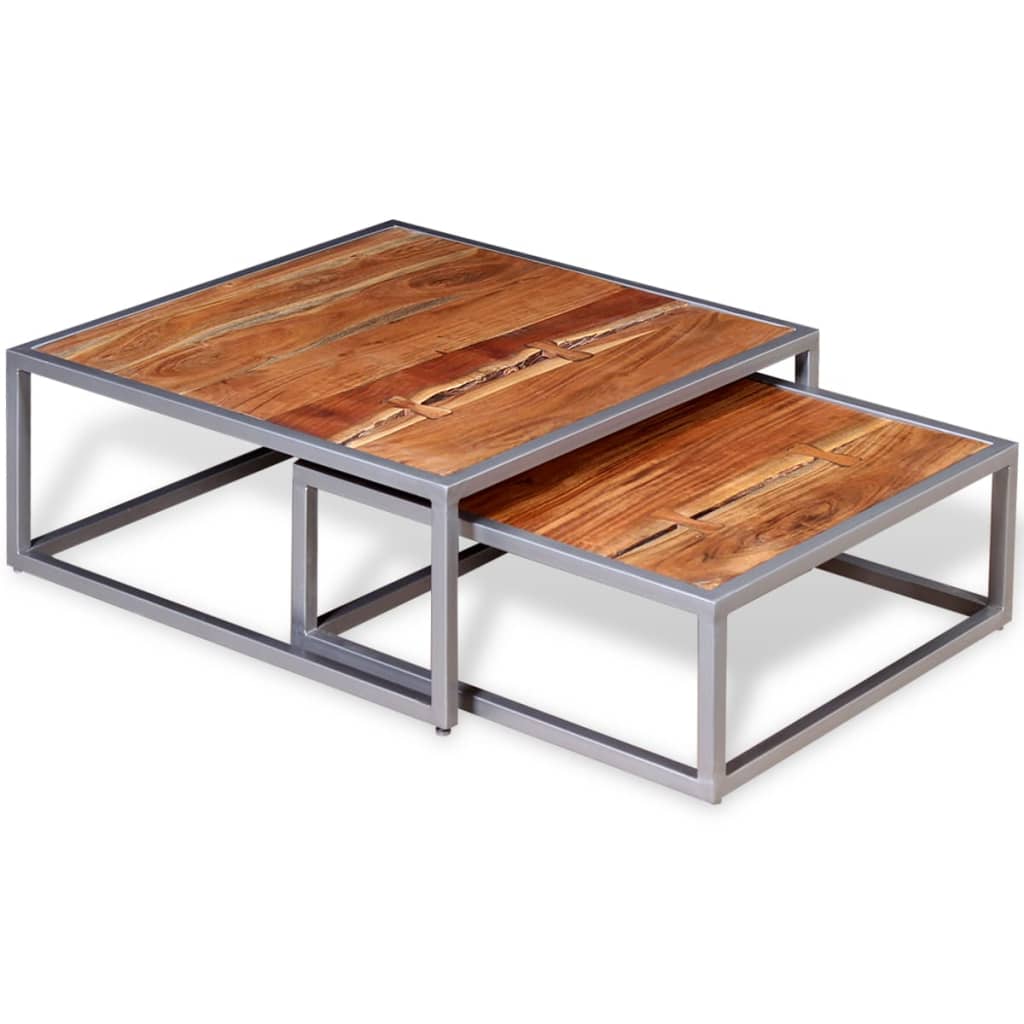 Ensemble de table basse 2 pièces Bois d'acacia massif - XIOS