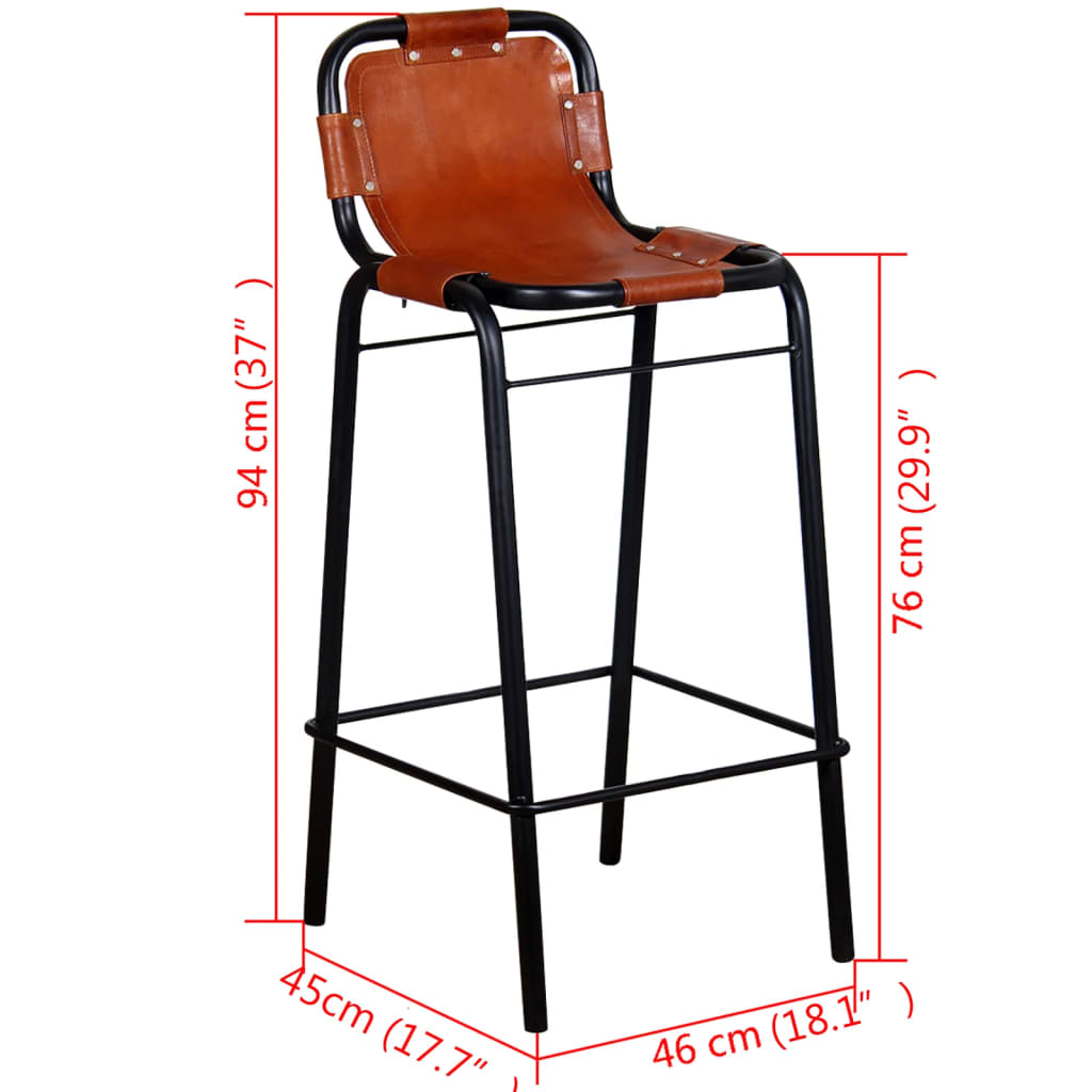 Tabourets de bar lot de 2 cuir véritable - XIOS