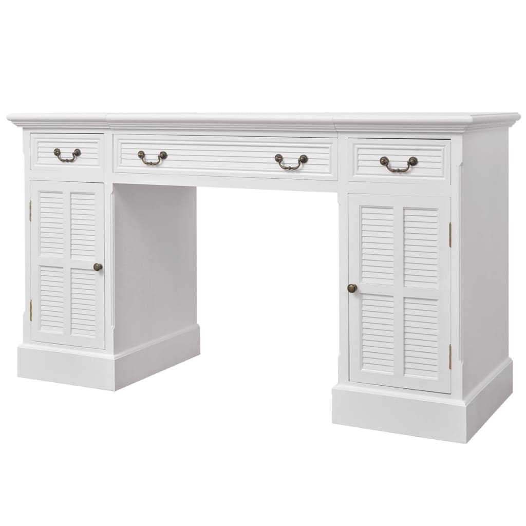 Bureau à double piédestal Blanc 140 x 48 x 80 cm Bureaux vidaXL   