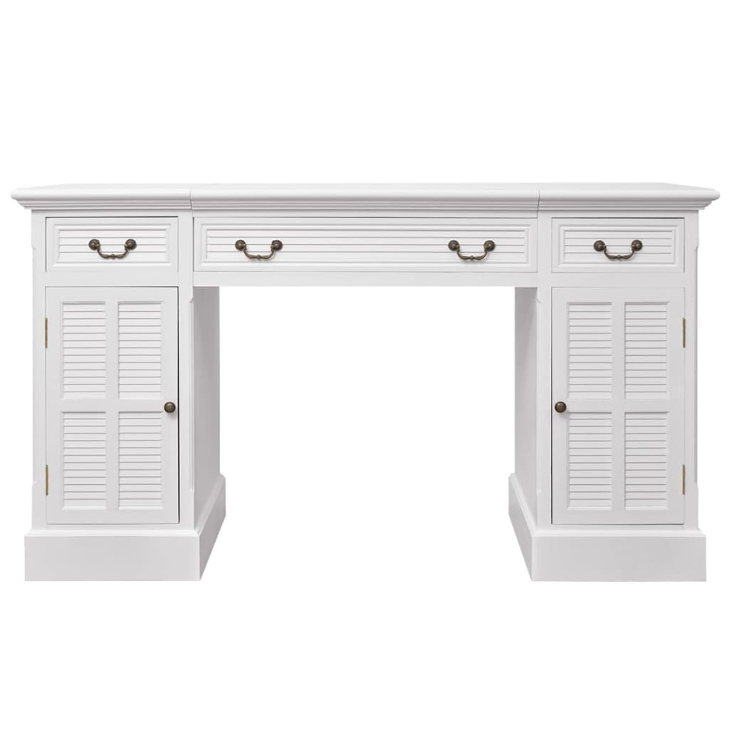Bureau à double piédestal Blanc 140 x 48 x 80 cm Bureaux vidaXL   