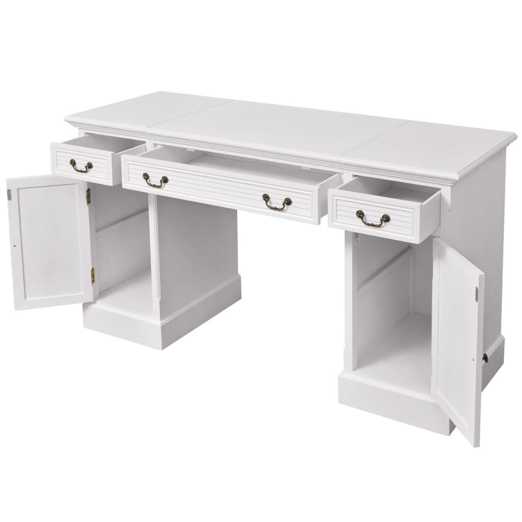 Bureau à double piédestal Blanc 140 x 48 x 80 cm Bureaux vidaXL   