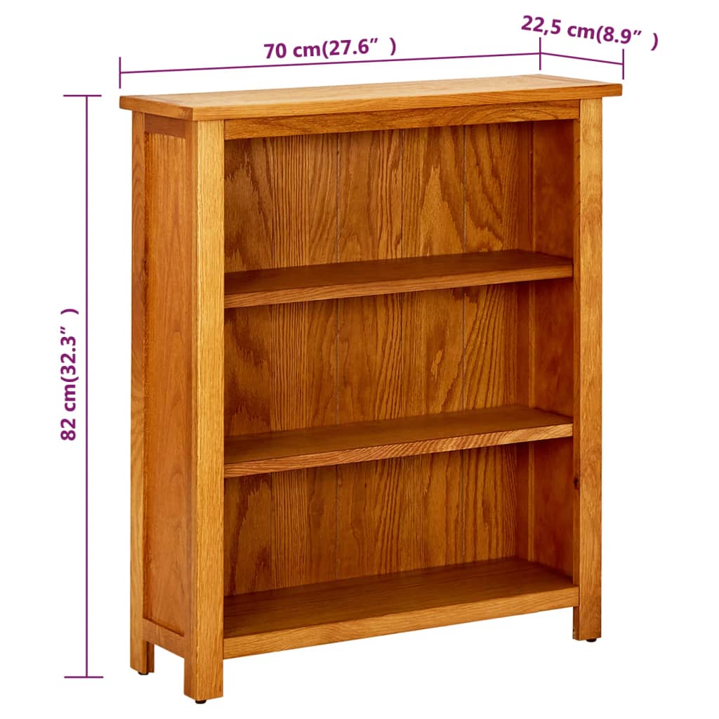 Bibliothèque à 3 étagères 70 x 22,5 x 82cm Bois de chêne massif - XIOS
