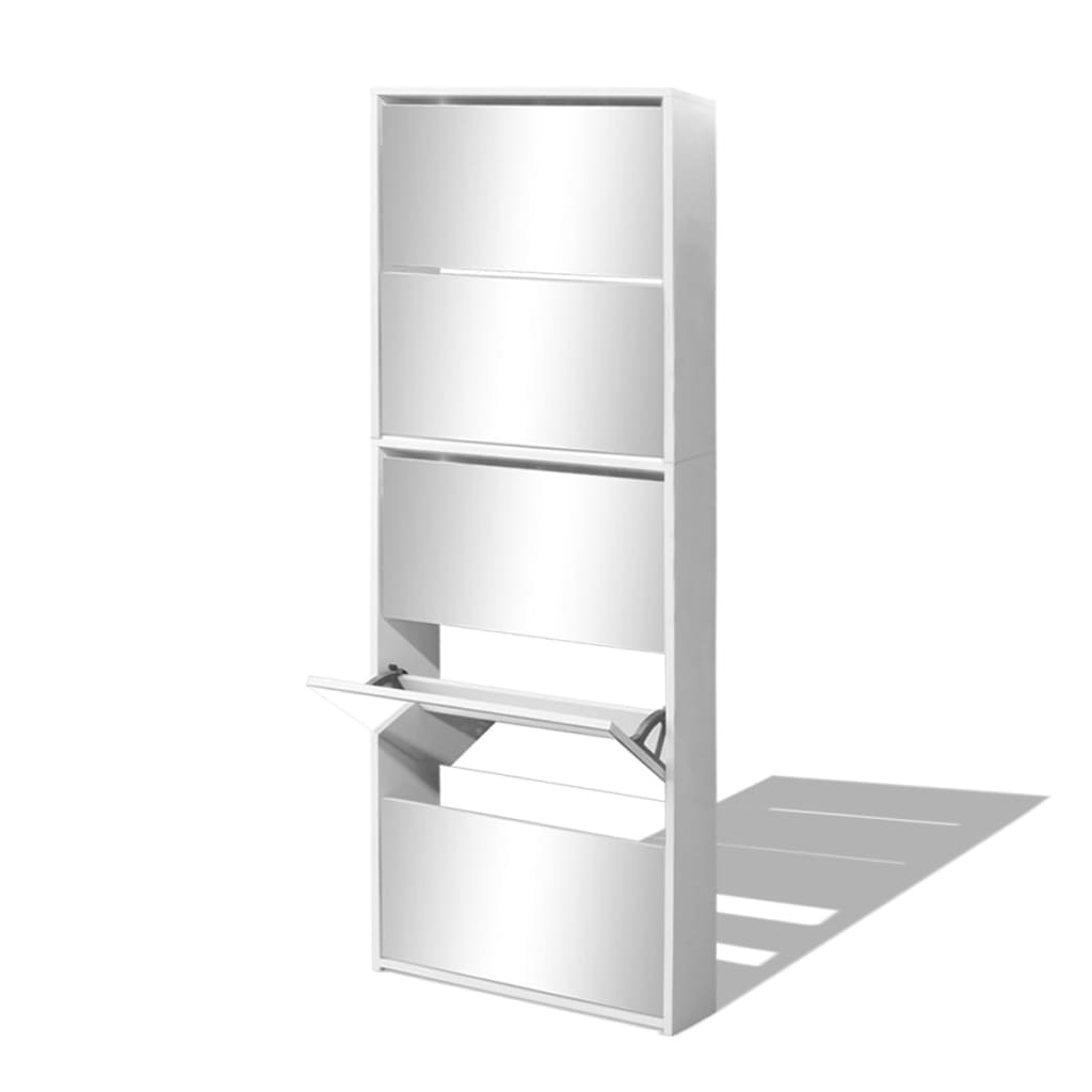 Meuble à chaussures 5 étagères et miroir 63x17x169,5 cm Blanc - XIOS
