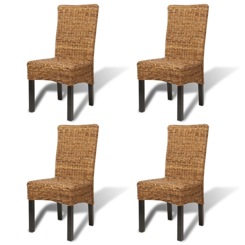 Chaises à manger lot de 4 bois solide de manguier et abaca