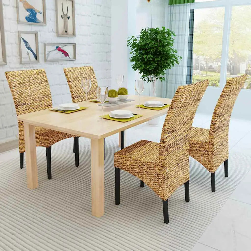 Chaises à manger lot de 4 bois solide de manguier et abaca - XIOS
