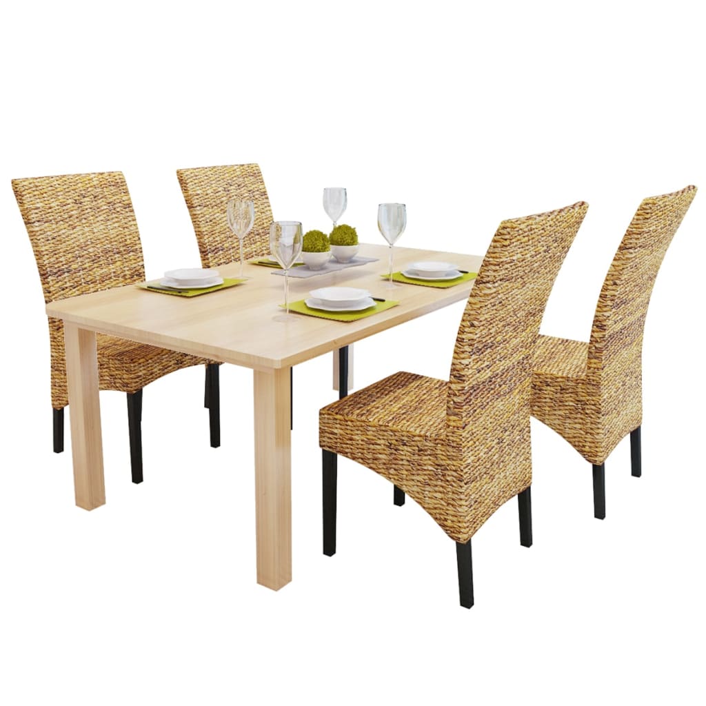 Chaises à manger lot de 4 bois solide de manguier et abaca