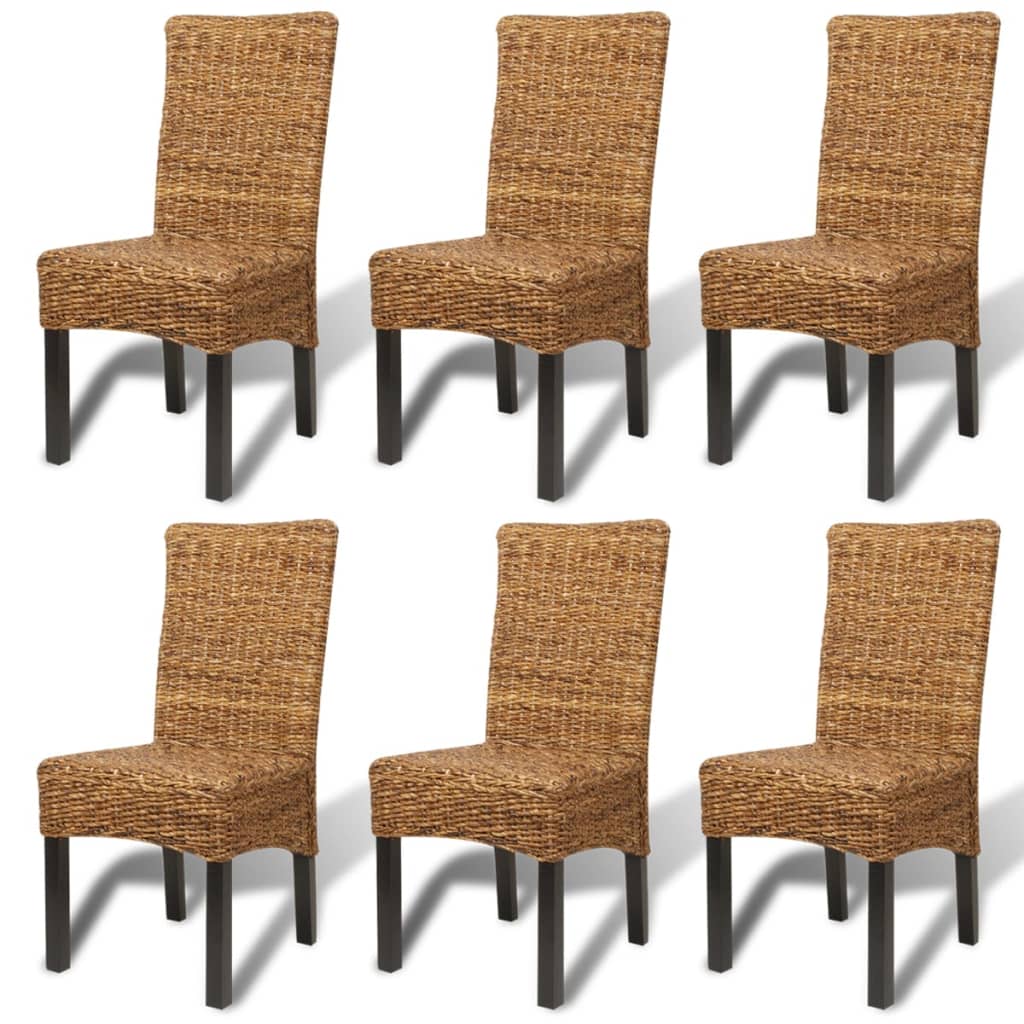 Chaises à manger lot de 6 bois solide de manguier et abaca