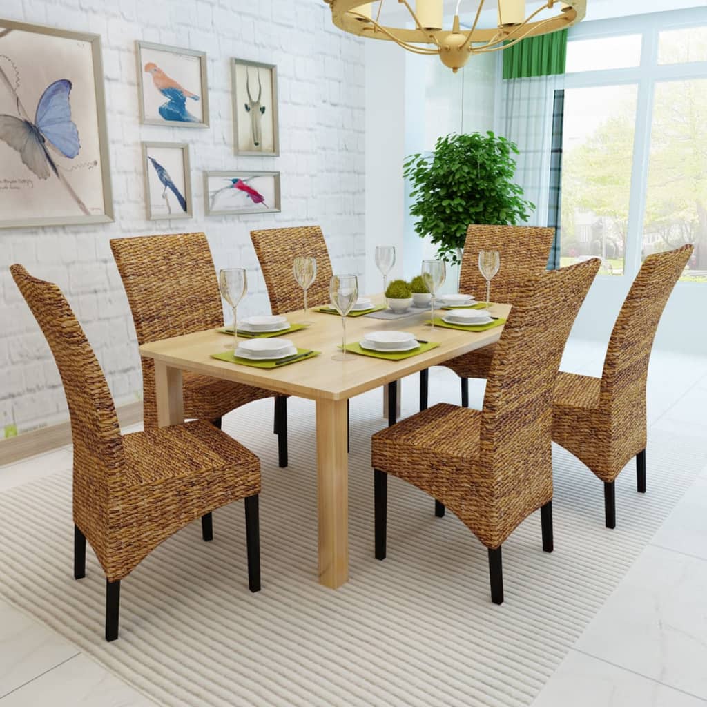 Chaises à manger lot de 6 bois solide de manguier et abaca