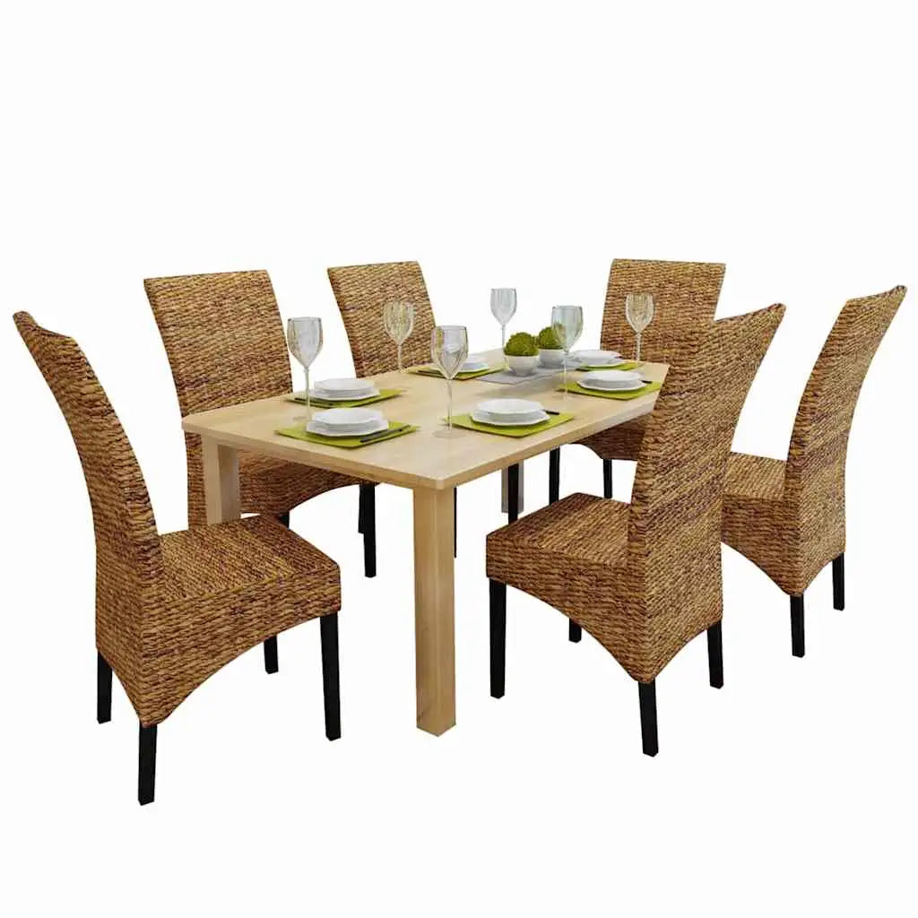 Chaises à manger lot de 6 bois solide de manguier et abaca - XIOS