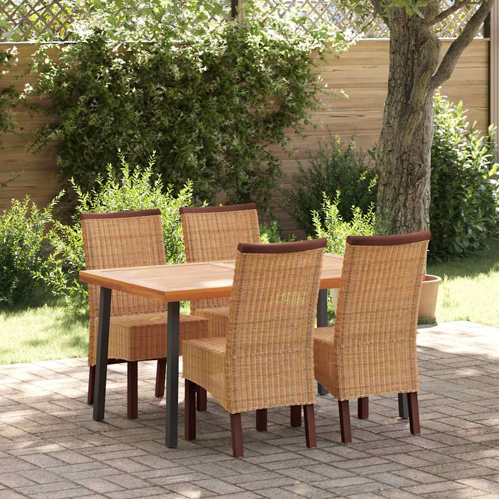 Chaises à manger lot de 4 marron rotin naturel
