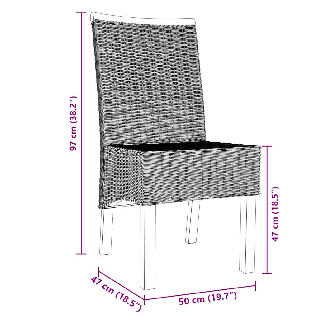 Chaises à manger lot de 6 marron rotin naturel