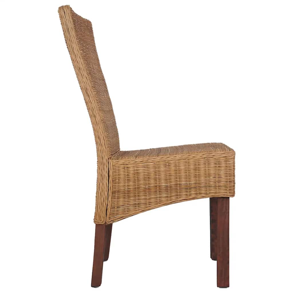 Chaises à manger lot de 4 marron rotin naturel