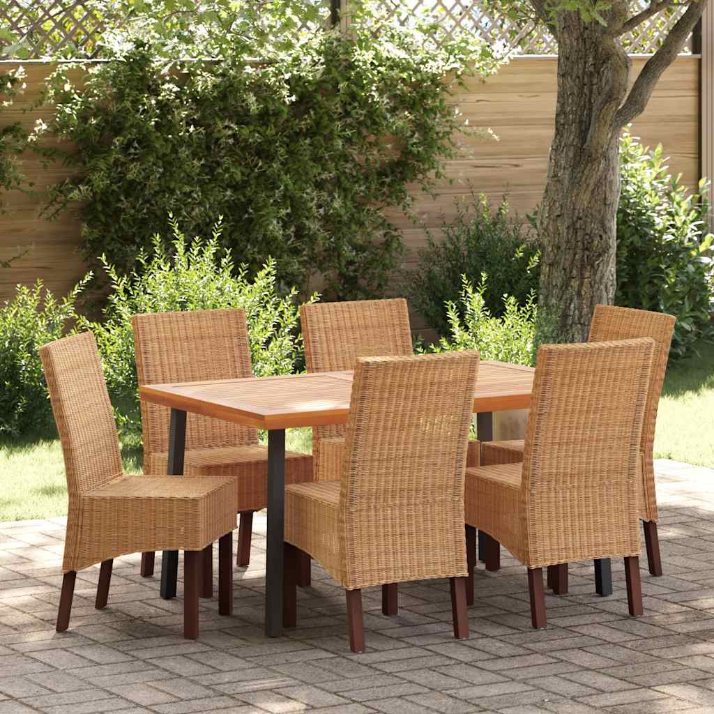 Chaises à manger lot de 6 marron rotin naturel