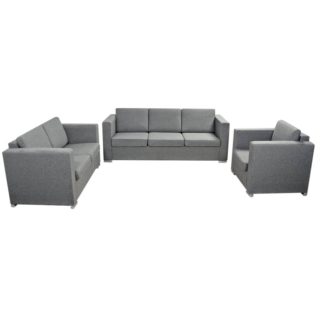 Ensemble de canapés trois pièces Tissu Gris clair - XIOS