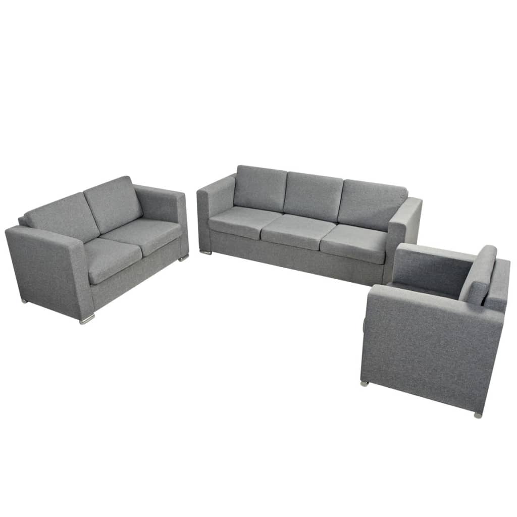 Ensemble de canapés trois pièces Tissu Gris clair - XIOS