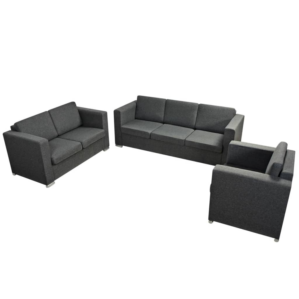 Ensemble de canapés trois pièces Tissu Gris foncé - XIOS