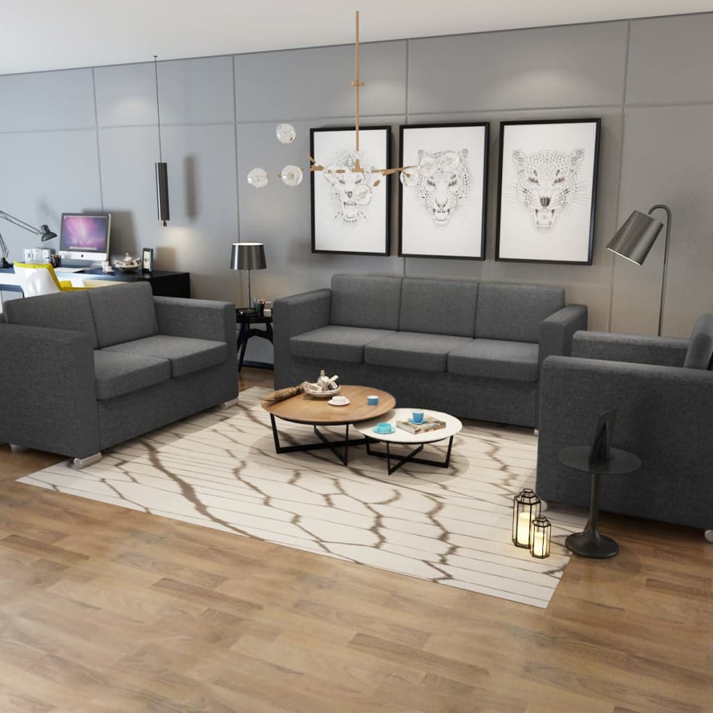 Ensemble de canapés trois pièces Tissu Gris foncé - XIOS
