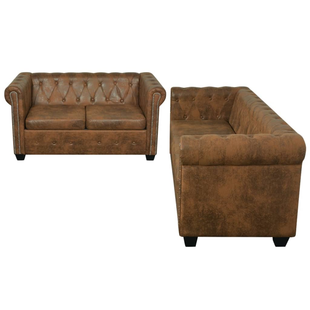 Ensemble de canapé Chesterfield à 2 et 3 places marron Canapés vidaXL