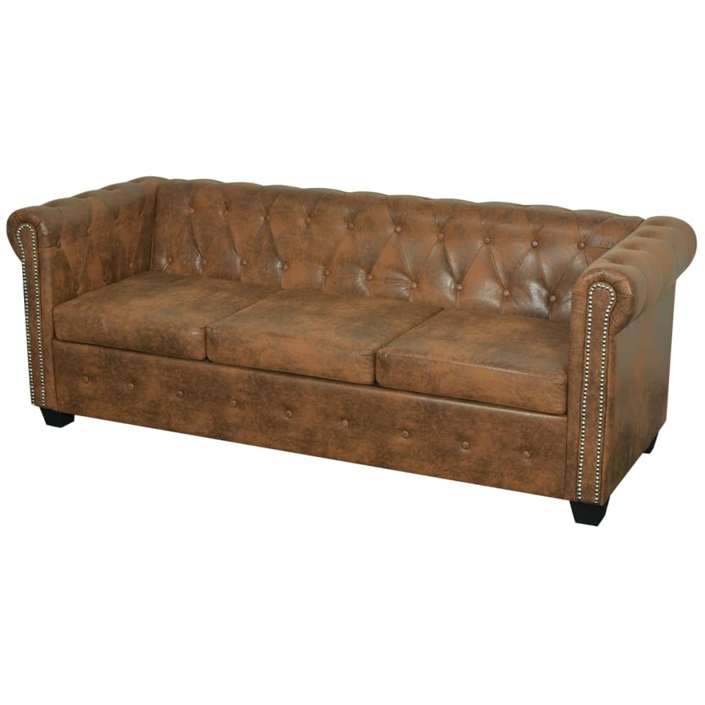 Ensemble de canapé Chesterfield à 2 et 3 places marron Canapés vidaXL