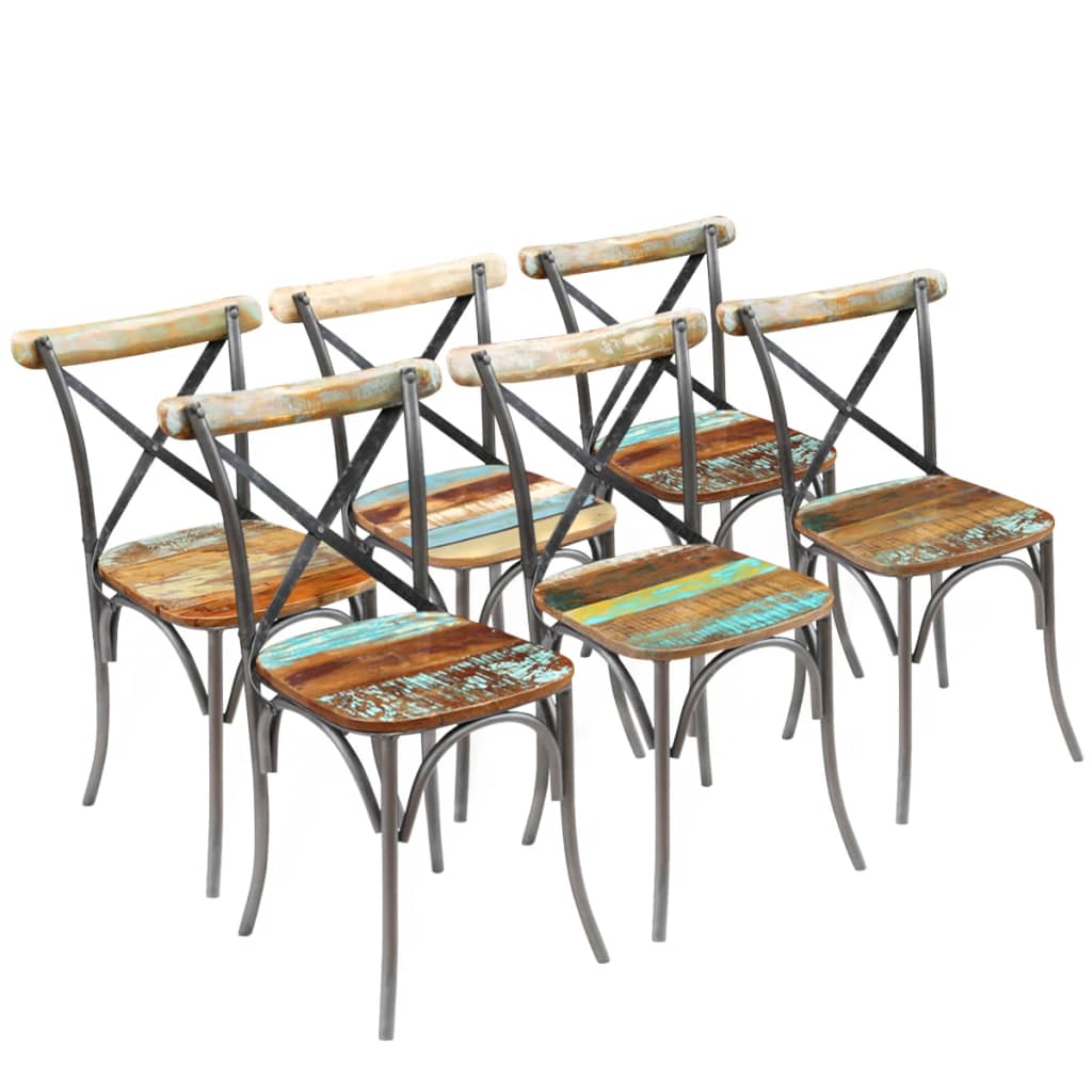Chaises à manger lot de 6 bois de récupération massif - XIOS