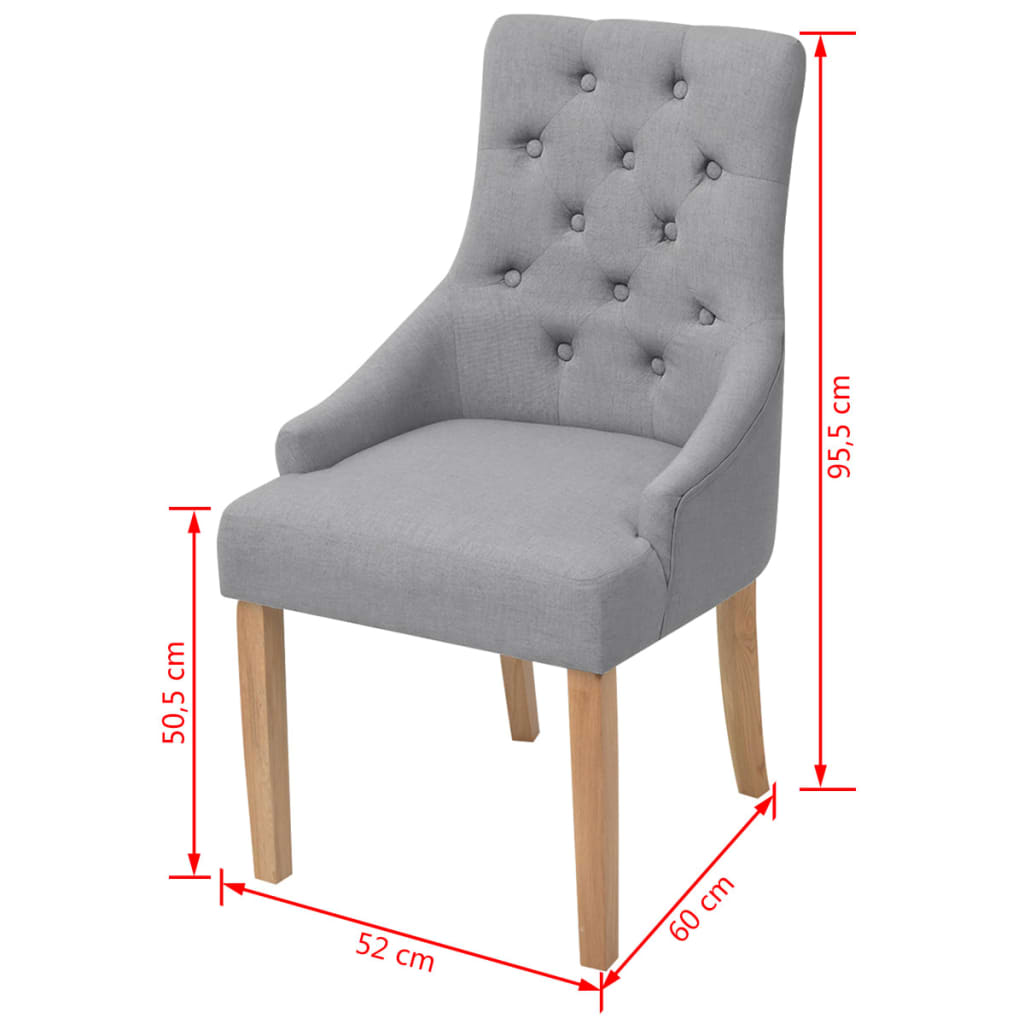 Chaises à manger lot de 6 gris clair tissu - XIOS