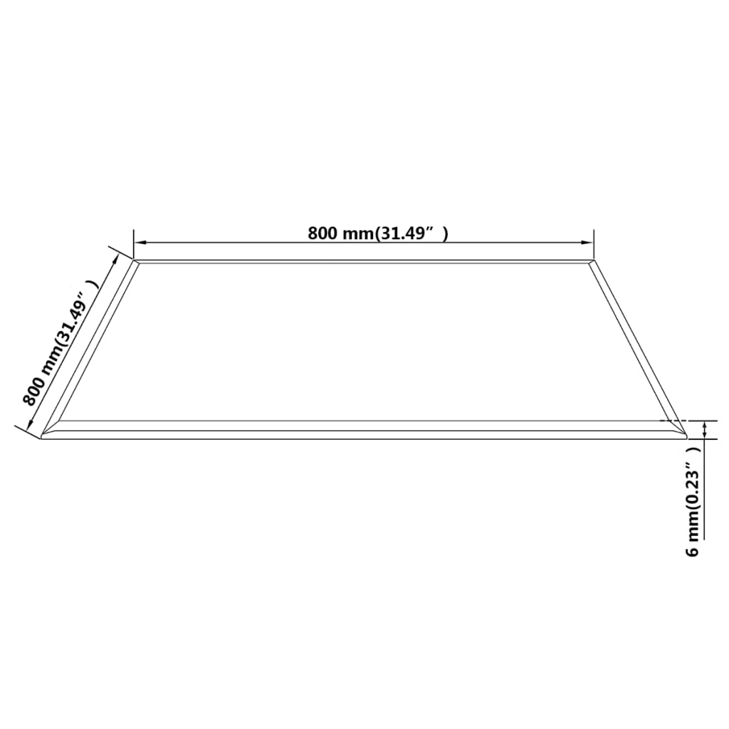 Dessus de table carré Verre trempé 800 x 800 mm - XIOS