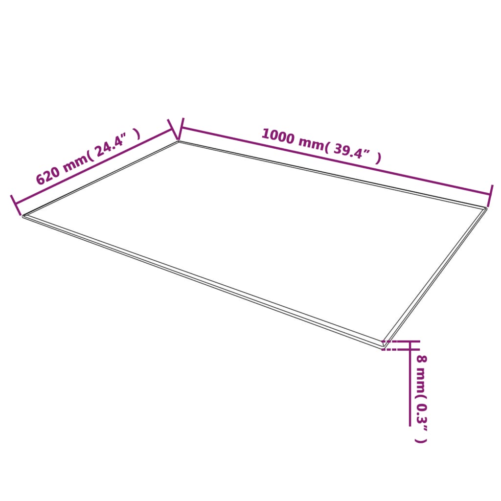 Dessus de table rectangulaire Verre trempé 1000 x 620 mm - XIOS