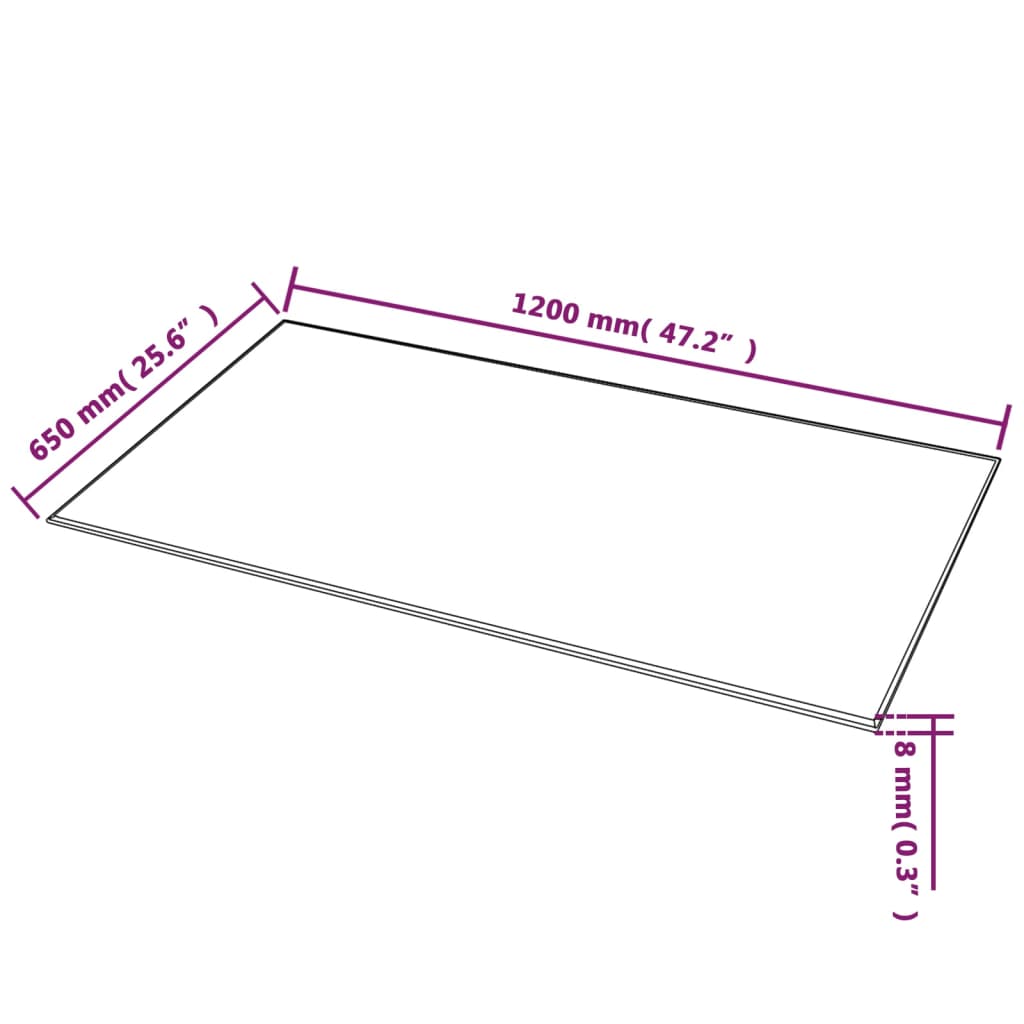 Dessus de table rectangulaire Verre trempé 1200 x 650 mm - XIOS