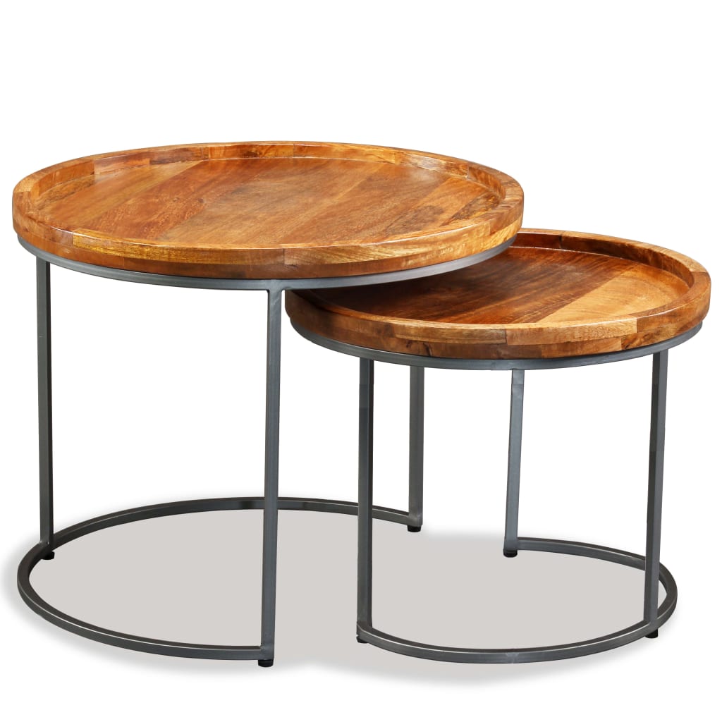 Ensemble de tables d'appoint 2 pcs Bois de manguier massif - XIOS
