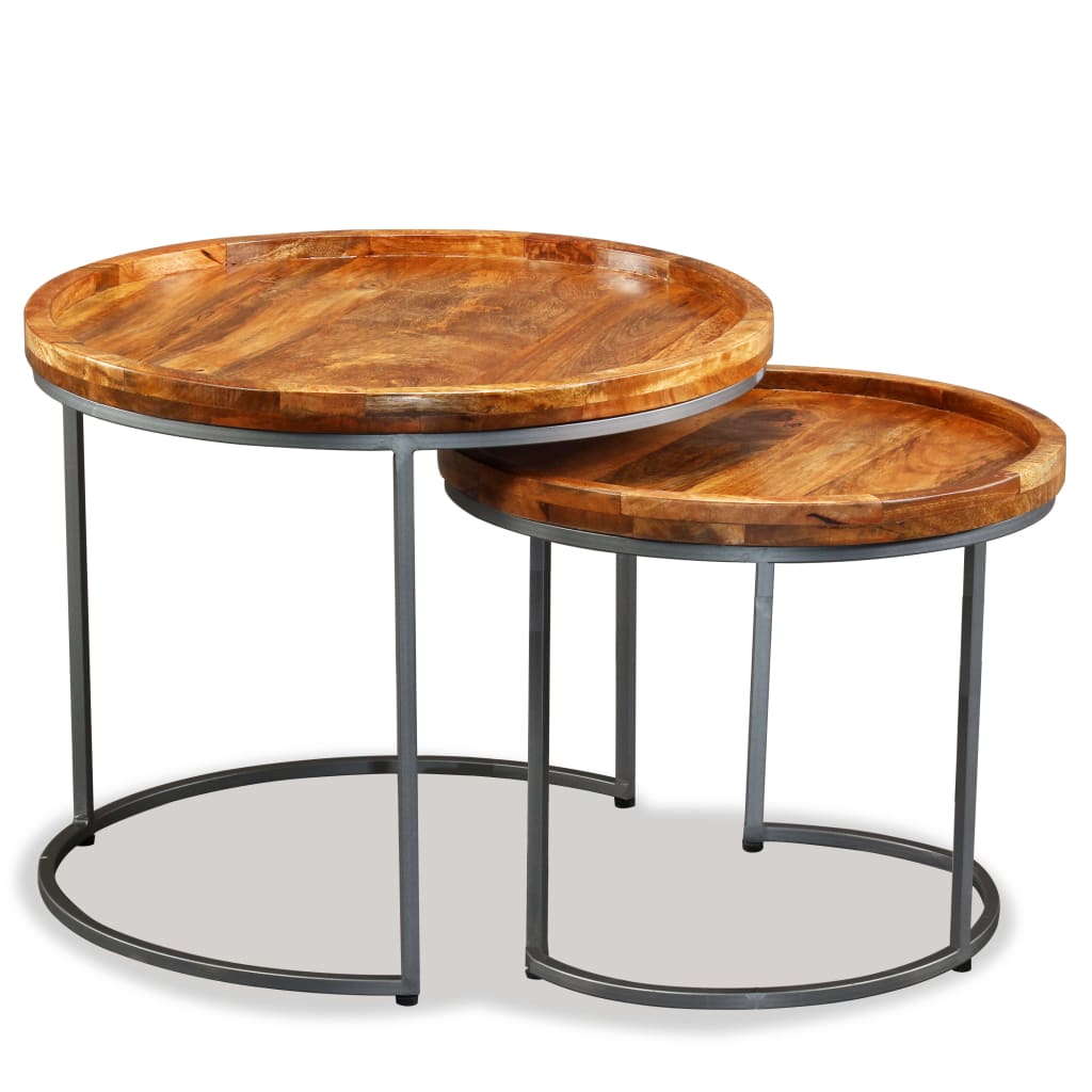 Ensemble de tables d'appoint 2 pcs Bois de manguier massif - XIOS