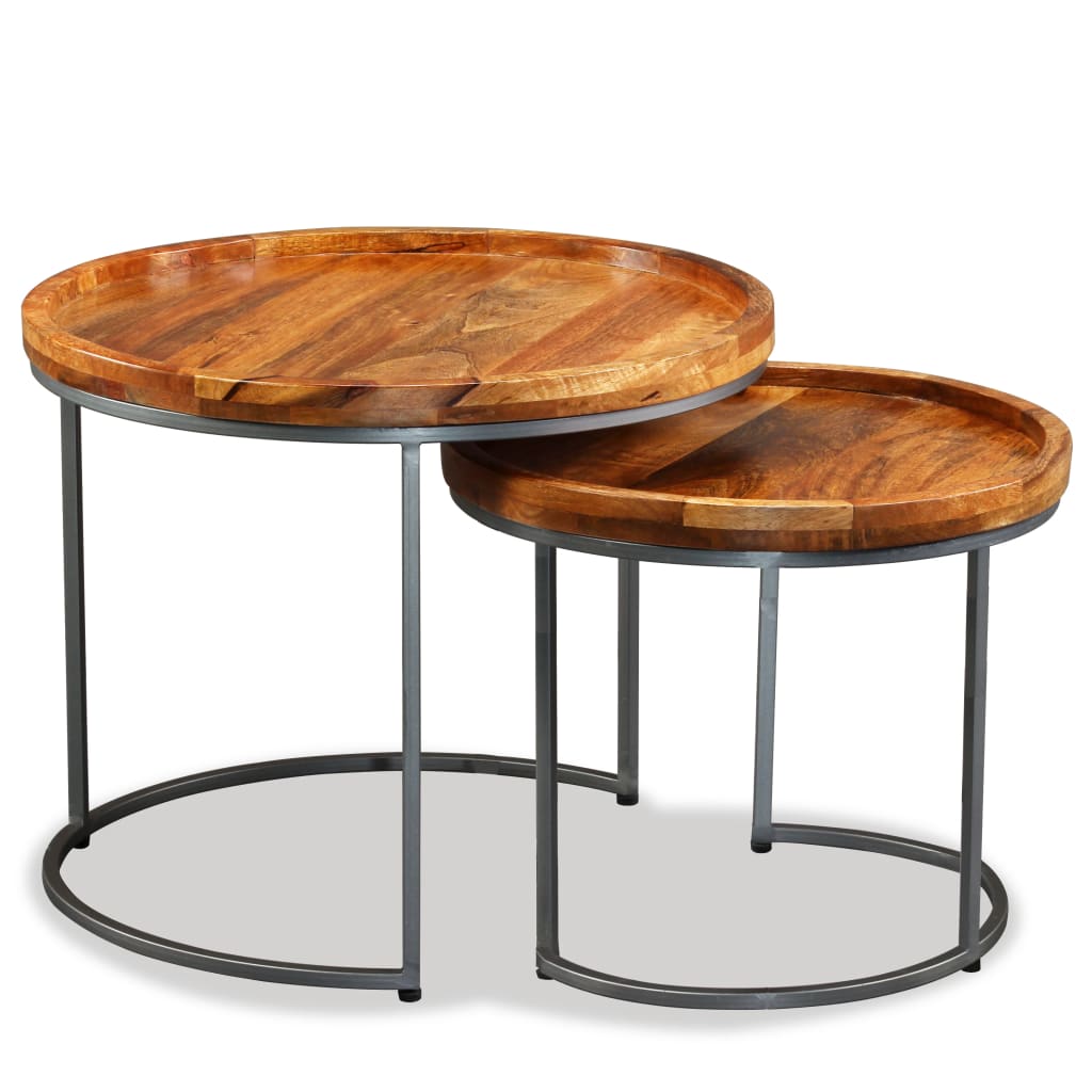 Ensemble de tables d'appoint 2 pcs Bois de manguier massif - XIOS