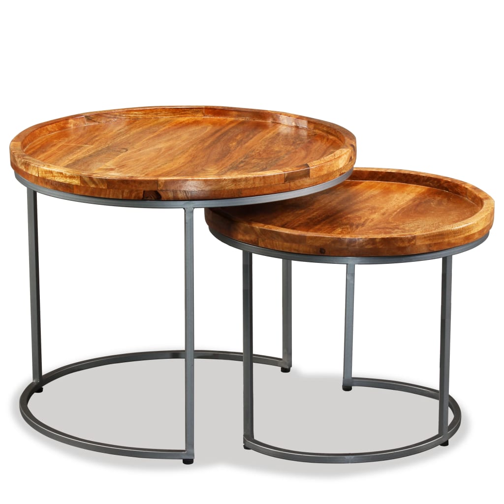 Ensemble de tables d'appoint 2 pcs Bois de manguier massif - XIOS
