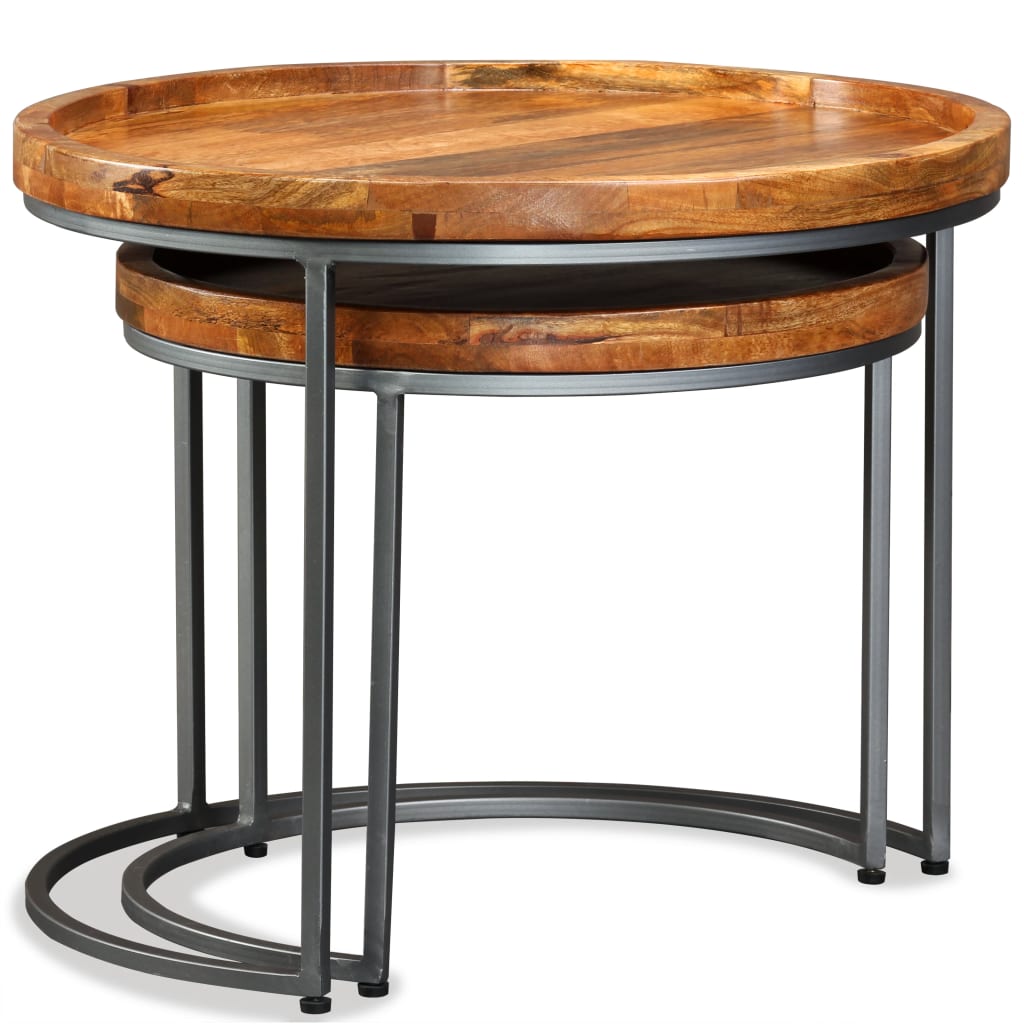 Ensemble de tables d'appoint 2 pcs Bois de manguier massif - XIOS