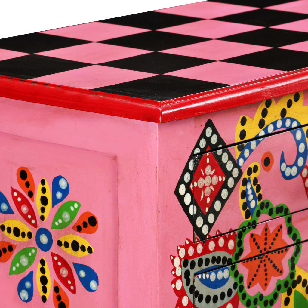 Table console Bois de manguier massif Rose Peint à la main - XIOS