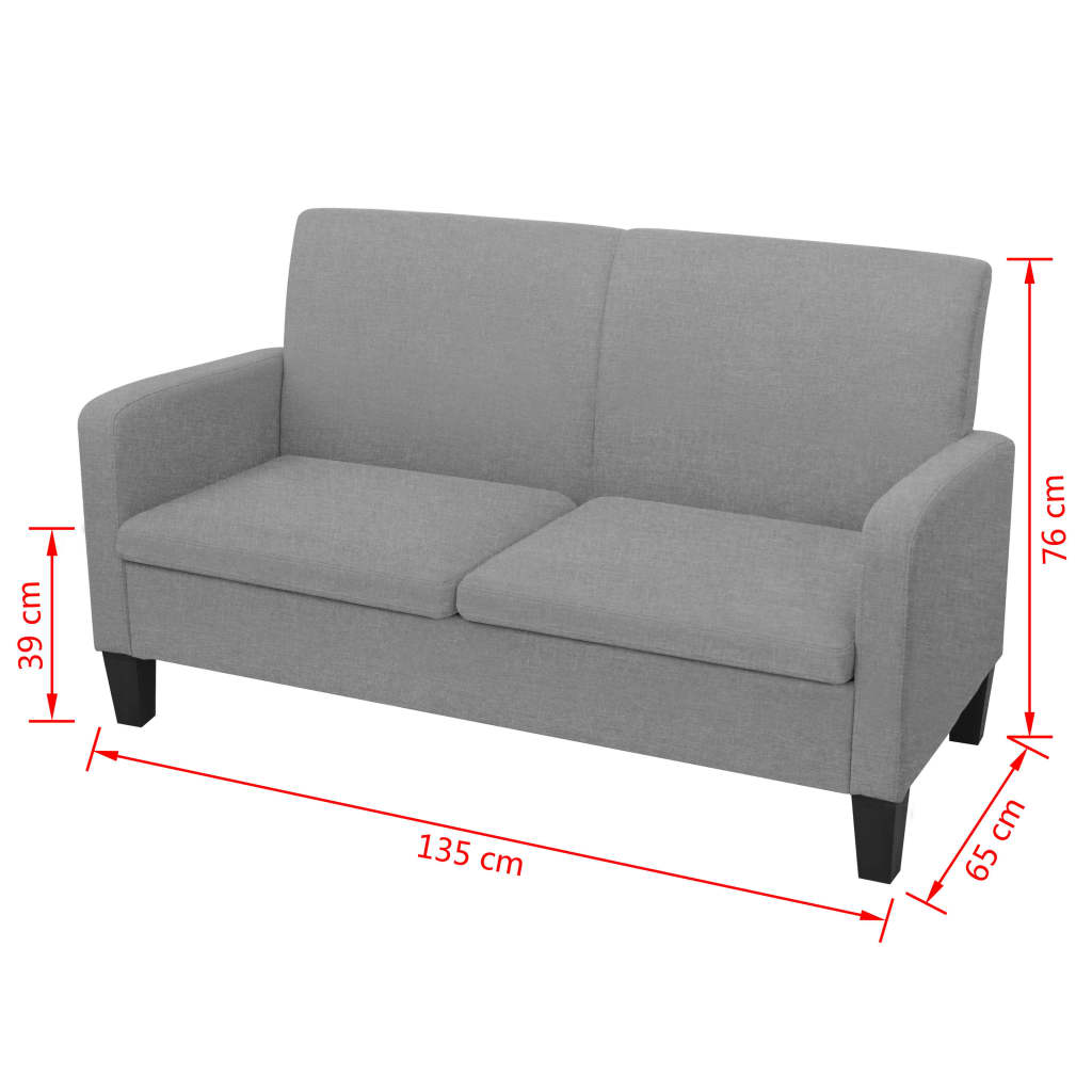 Canapé à 2 places 135 x 65 x 76 cm Gris clair - XIOS