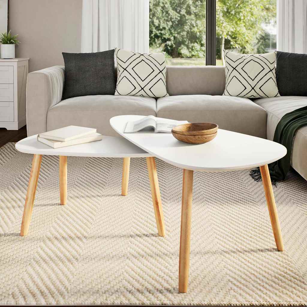 Ensemble de tables basses 2 pcs Bois de pin massif Blanc - XIOS